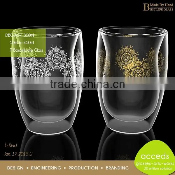 OEM ODM Custom Heat Resistant Borosilicate Double Wall Glass Cup