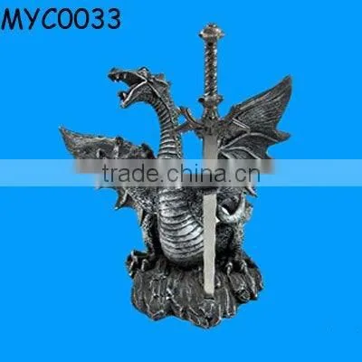 Custom resin dragon statue and sword crafts