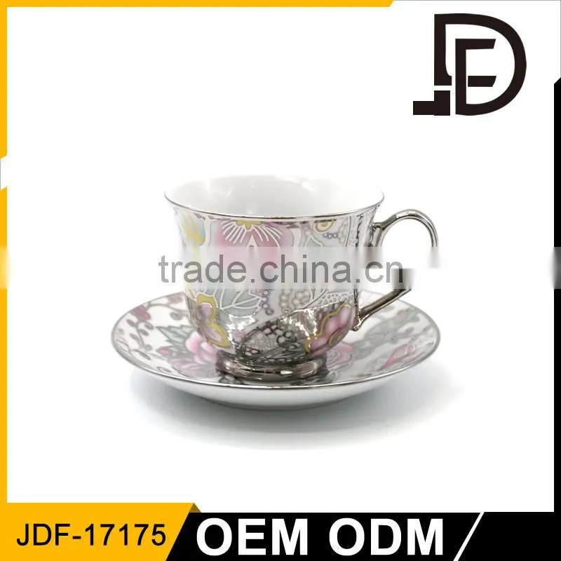 Golden Autumn Promotion White dots Ceramics Bone China Coffee Set / Christmas Gift Wedding Gift Silver Coffee Tea Set