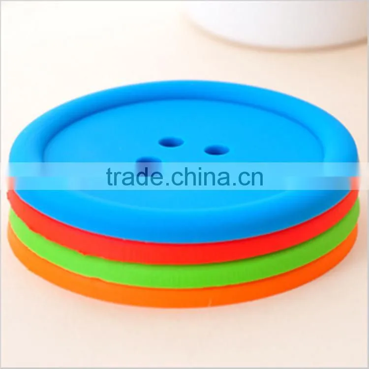 Creative and cute button shape silicone baking mat /round hot-resistant silicone coffer mat