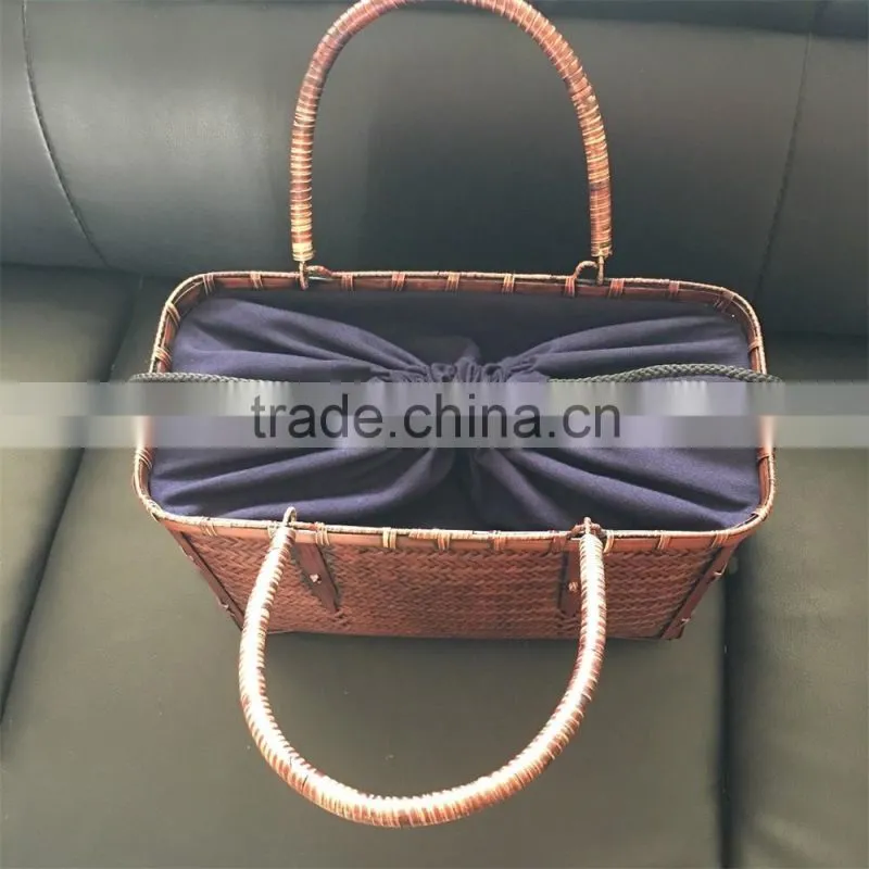 Vietnam bamboo weaving beautiful tote bags with cotton lining