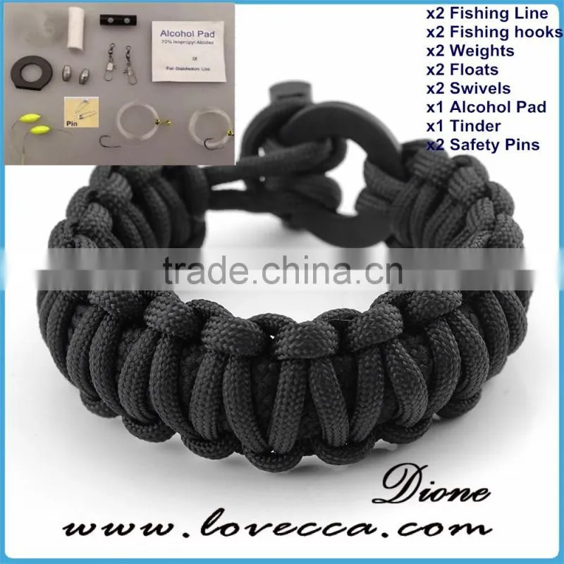 Military tactical survival fishing tools wrapped emergency paracord survival kit