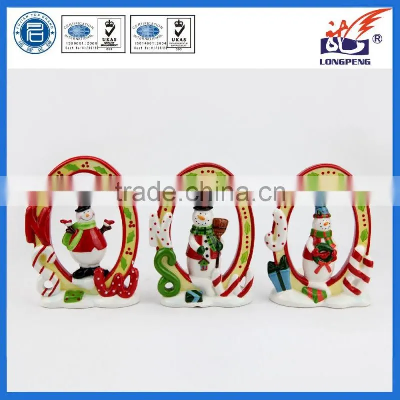 Ceramic Christmas Snowman Tealight Candle Holders Bulk Christmas Decorated Candle Holders