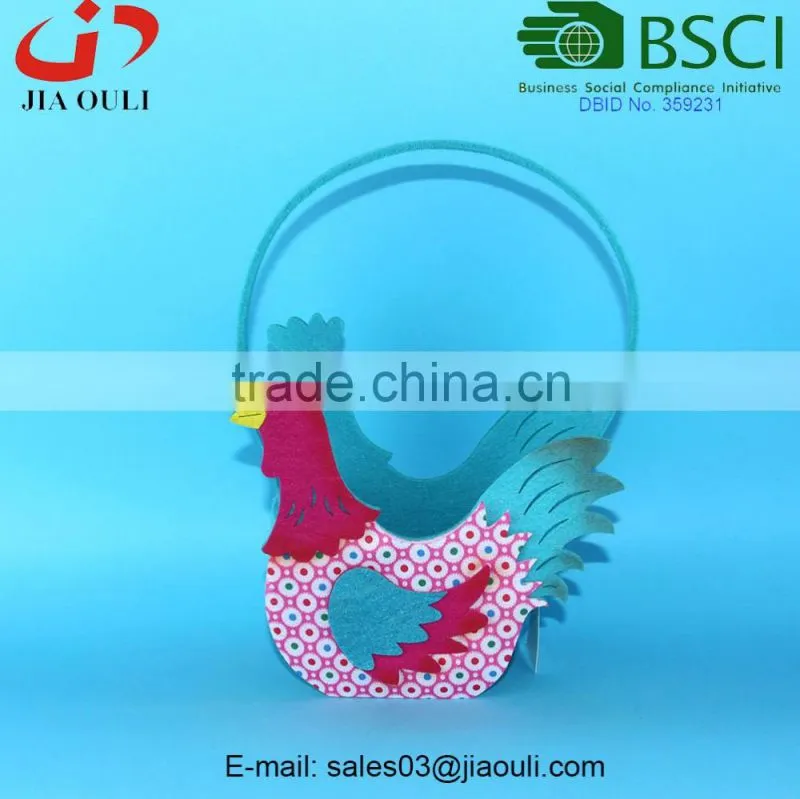 BSCI Audit factory nice non-woven fabric chicken shaped basket, felt easter basket