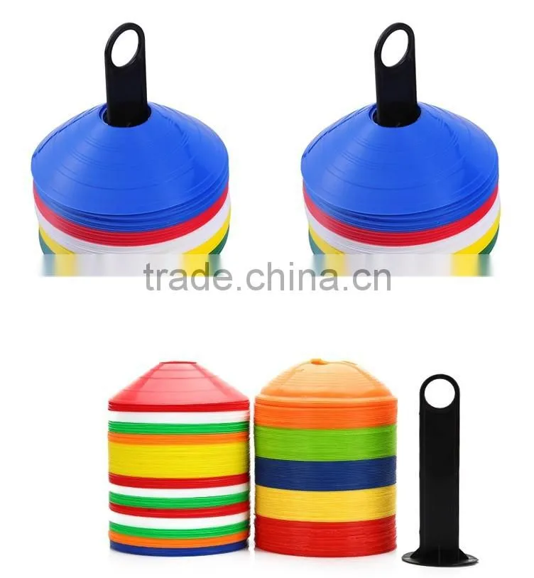 Multi Color Durable Agility Sport Disc Cone Set with Plastic Carrier