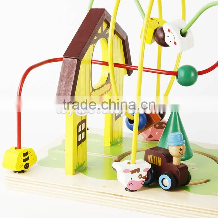 new design bead maze wooden kids roller coaster toy for education W11B141-S
