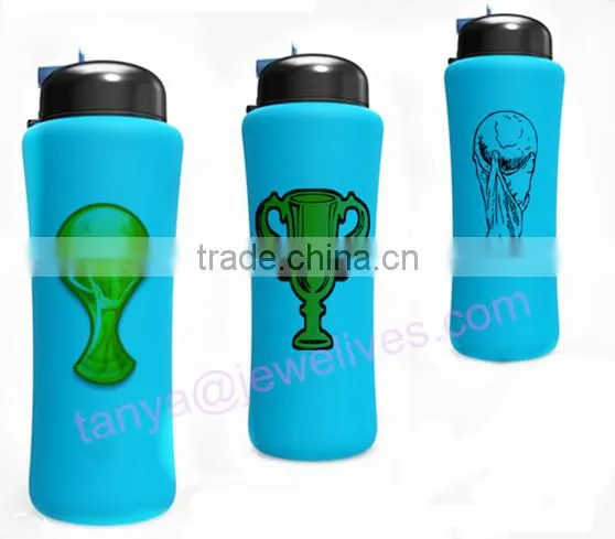 silicon collapsible water bottle with various colors and capacity