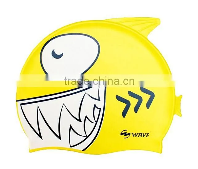 High quality fish shaped silicone swimming caps swimming hats for kids