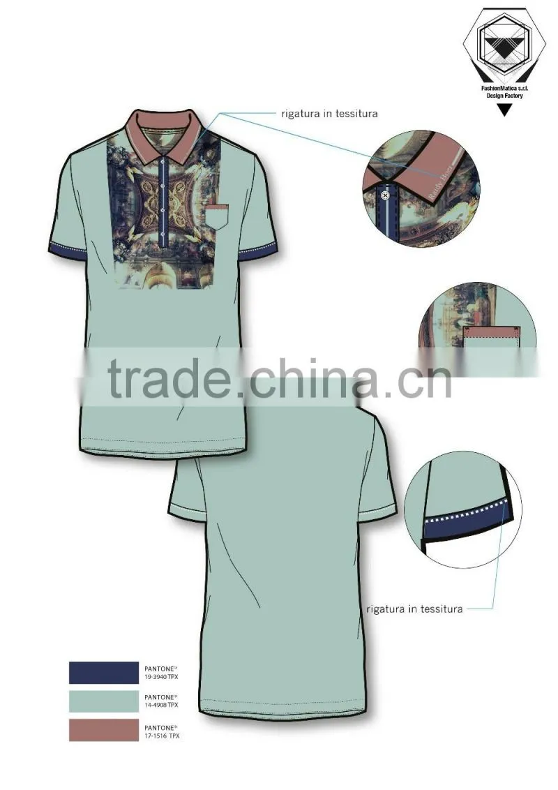 Italy fashion design Men's polo shirt in digital print