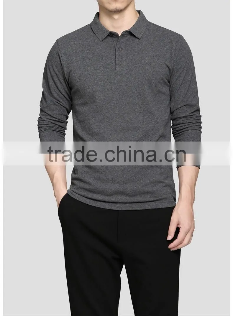 100% cotton long sleeve mens slim fit printing embroidery plain blank polo t-shirt