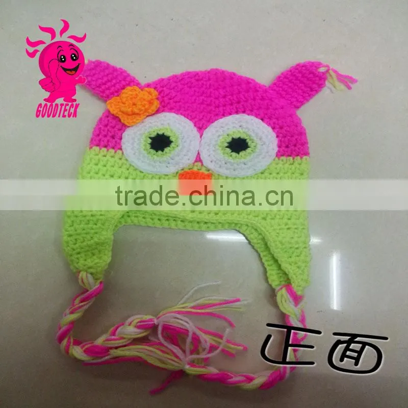 2015 hot sale Hand hook baby wool hats, Color matching hats