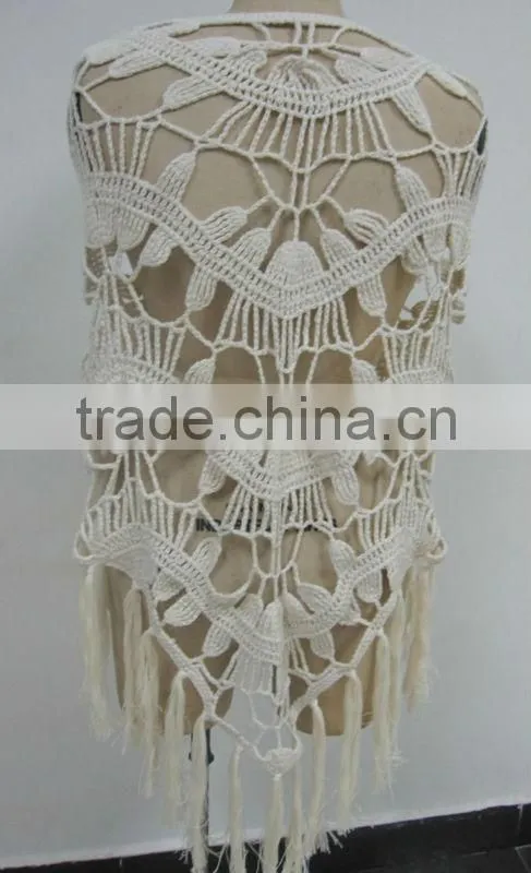 triangle crchet cotton scarf with flowers pattern