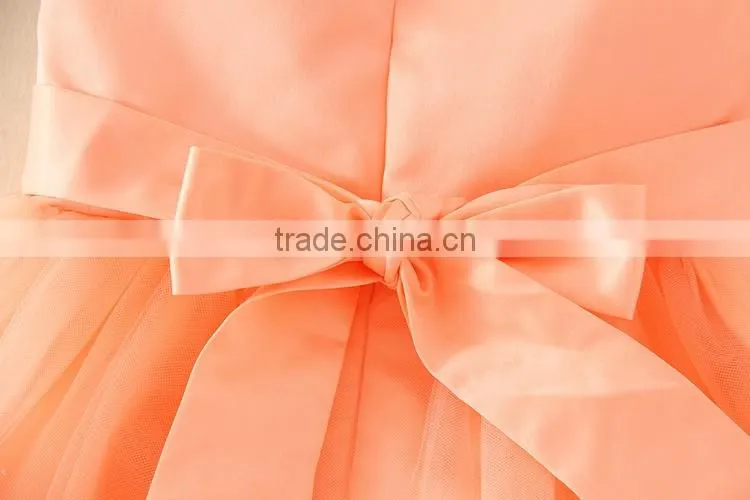 Hot Turkey wholesale children clothes summer shiny performance dance dresses Orange one piece flower party dress Vietnam dress