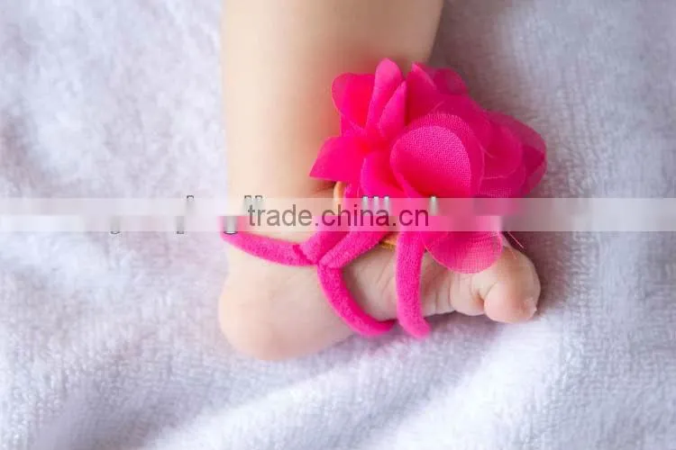New Arrival Elastic Barefoot Sandals For Infant Hot pink Barefoot Socks Sandals Shoes Flowers Feet Toes Baby Bloom