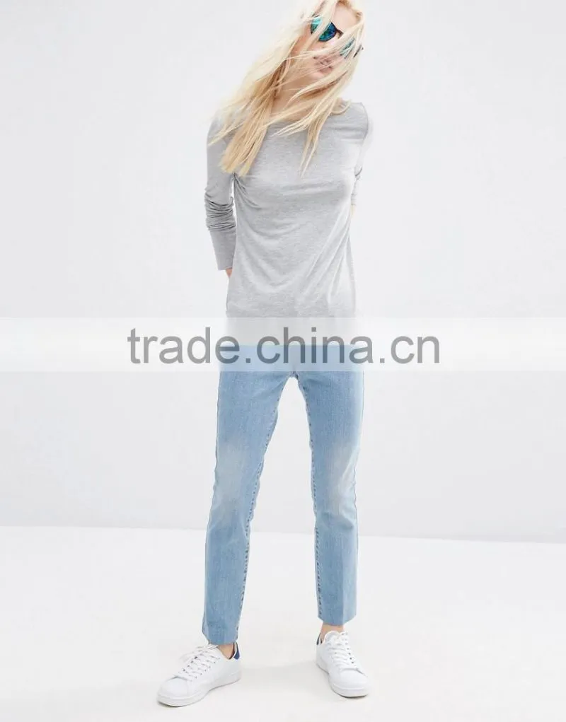 2016 hot sale women blank long sleeves girls favorite T-shirt