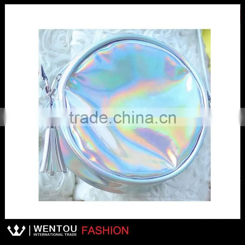 Silver Holographic Travel Round Pouch