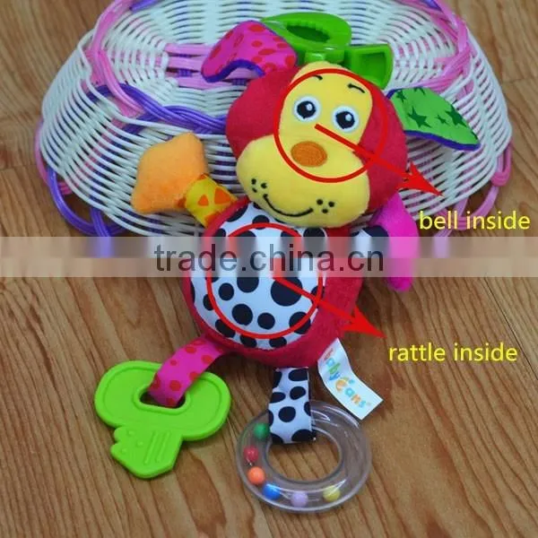 Cute cow & monkey bell & rattle insert baby educational plush toys baby gifts