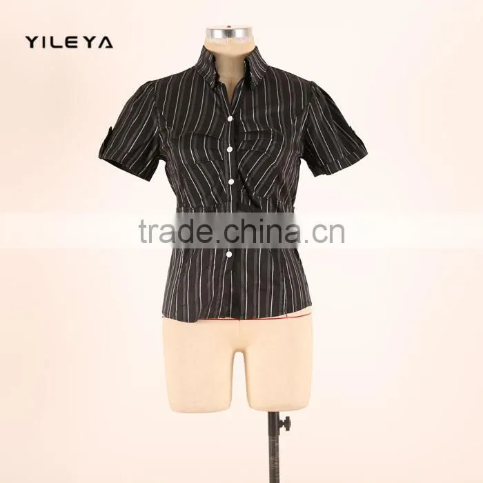 Mini fashionable office style women formal blouse designs with metal decoration