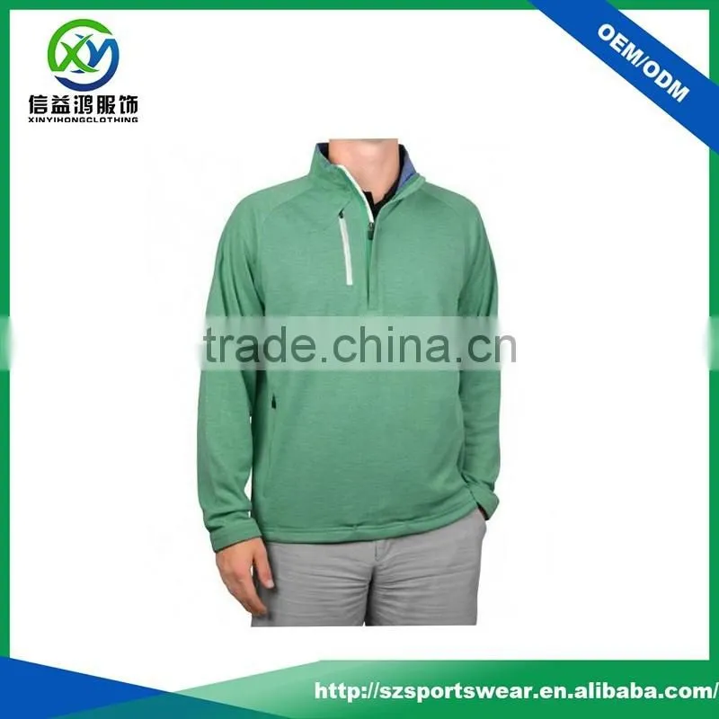 New design zip pocket 50%cation 50%polyester yarn mens polo t-shirts in green