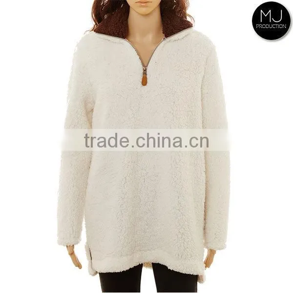 FACTORY Monogrammed Knitted Quarter Zip Style Sherpa Fleece Pullover
