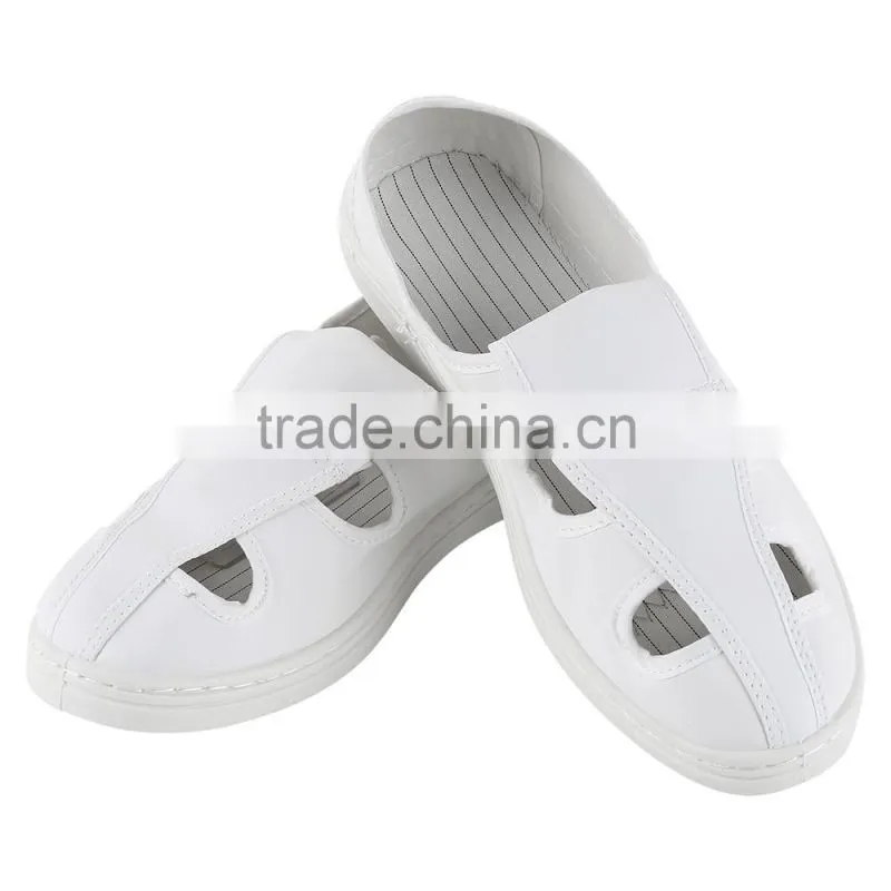 Antistatic Artificial Leather Upper PU Sole Breathable Shoes with Four Holes