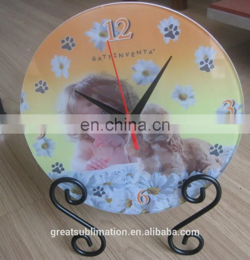 cheap sublimation blank glass clock with coating