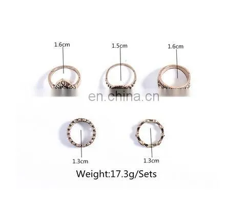 5PCS/Set Fashion Jewelry Gold Plated Turquoise Above Knuckle Ring Midi Ring