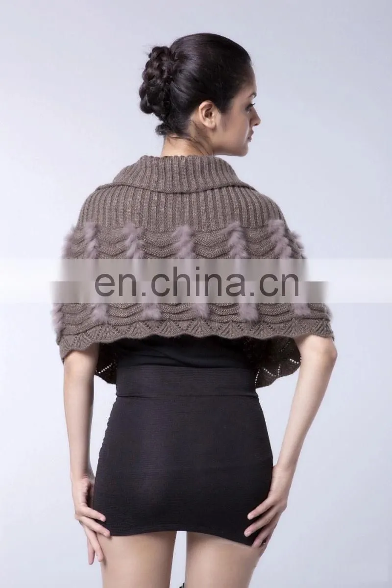 Canada North American style grey brown color rabbit fur tube fur capes shawl of women clothes