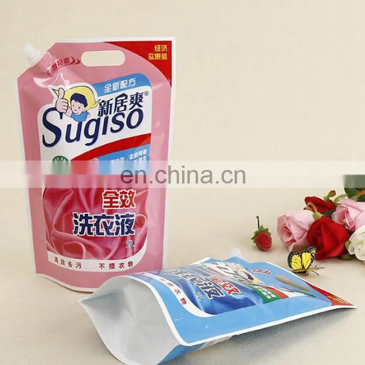 Customized Reusable laundry Detergent Packaging Bag spout pouch bag / Liquid Stand up Spout Pouch with Top