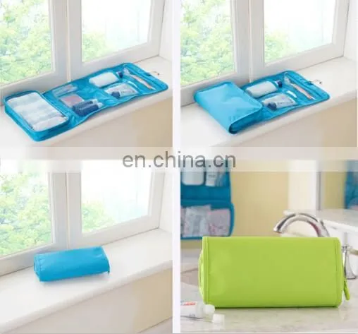 Canvas Wash Bag Foldable Organizer Multi-functional Hanging up Cosmetic Bag