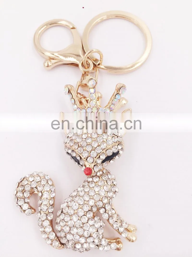 Customized Lovely Fox Shaped Metal Keychain For Bag Pendant