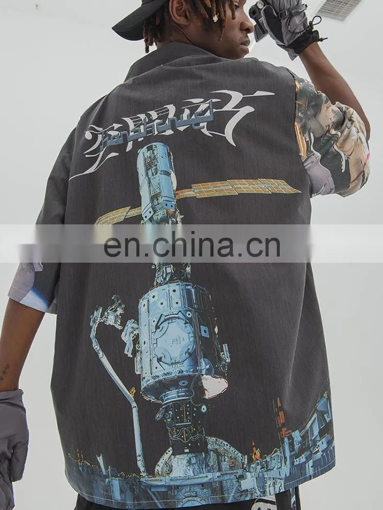 Diznew Custom Short Sleeve Men Beach Casual Party Printed Polyester Shirt Mens Print Patterned Shirt Button Up Shirts