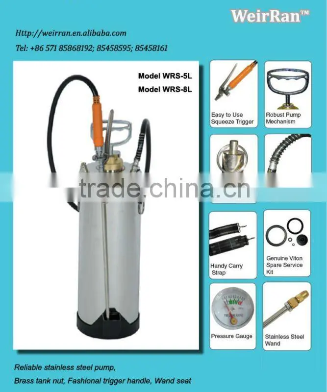 (4582) 5L stainless steel pressure hot water sprayer with viton seal