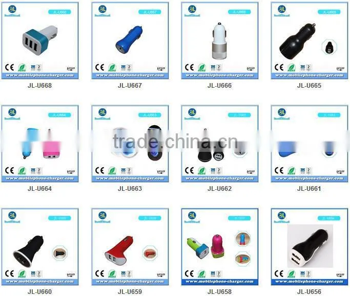Hot sales in EU North America dual usb car charger with LED lighter use new & fashion design