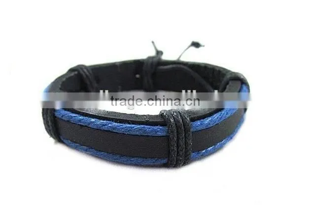 handmade cowhide leather men wrap slider charm bracelet bangle for gifts