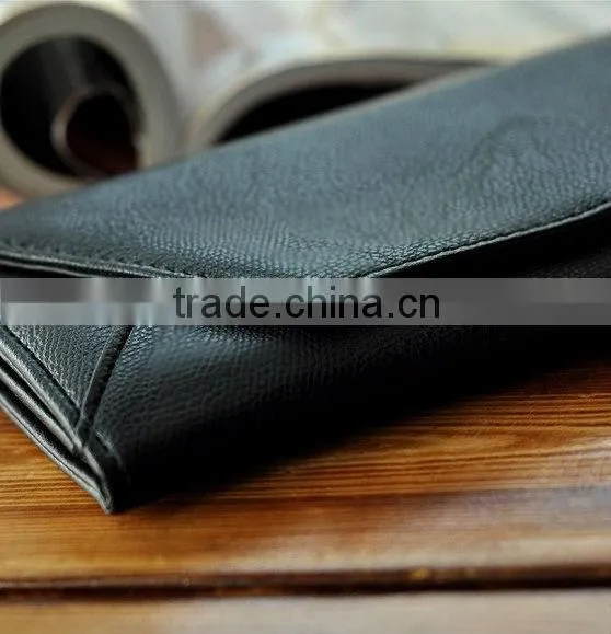 Handmade Classical Retro Style women leather wallet purse long Clutch bag Handbag coins/cards holder black