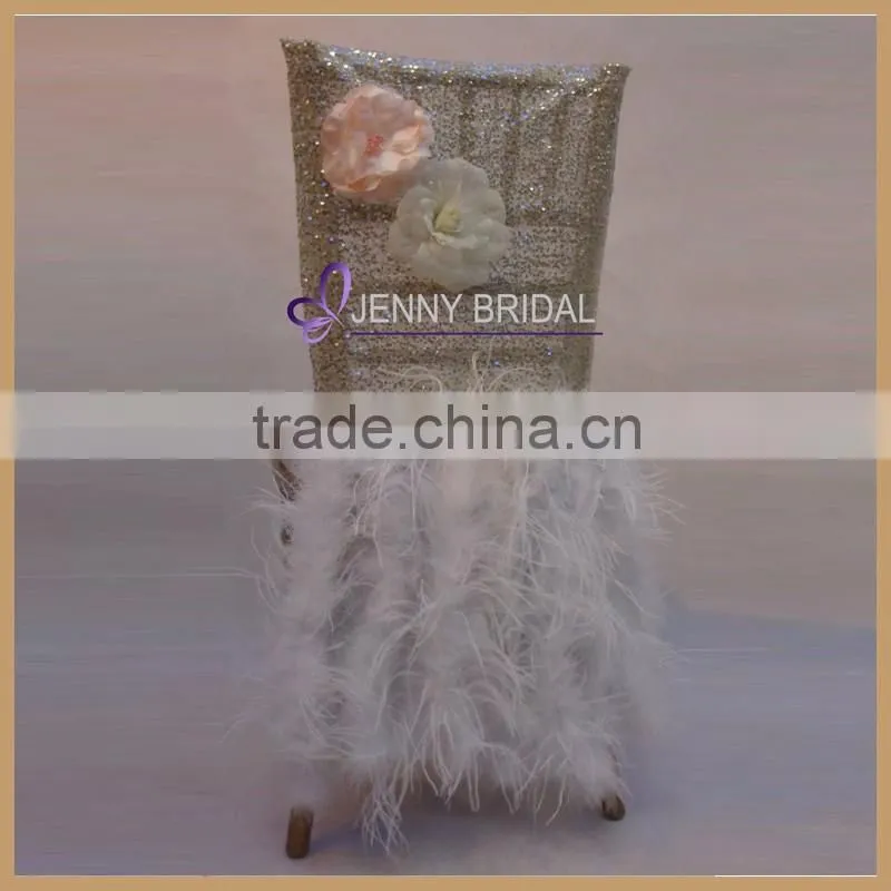 C080 white ivory ostrich feather chair cover for weeding