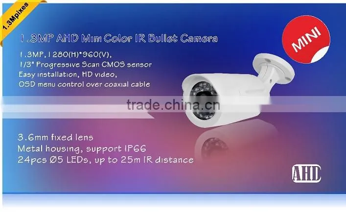 1/3" COMS 720P Bullet Camera 1.3 MP HD Color Bullet CCTV Camera Night Viison Security System Camera Support IP66