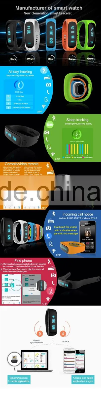 CE ROSH e02 smart band health bracelet E02 smart Bracelet