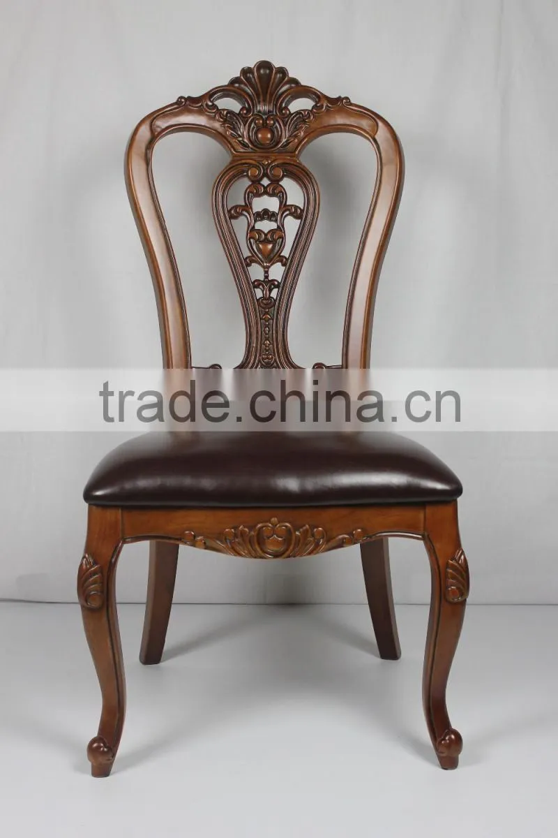 high back European French solid chinese back antique wooden carving dining chair for restaurant used dining chair