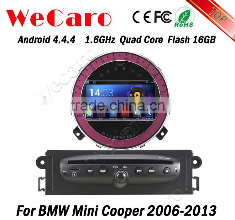 Wecaro Android 4.4.4 navigation system touch screen car dvd player gps for bmw mini cooper WIFI 3G mirror link 2006 - 2013