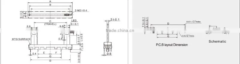 Single straight type slide potentiometer sliding potentiometer
