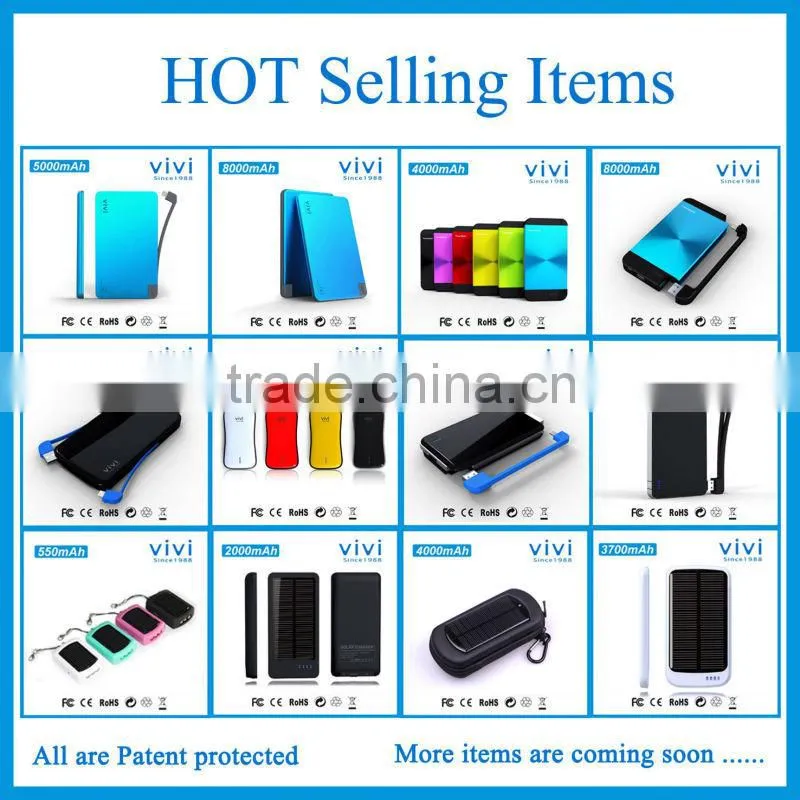 best quality power bank 8000mah dual usb cable in one for smart phone samsung HTC LG ROHS CE FCC