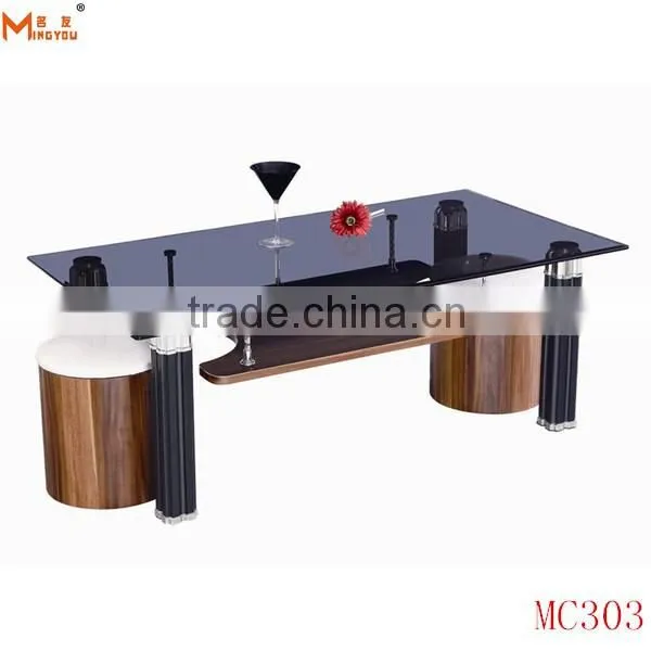 modern rectangular glass top wood coffee table