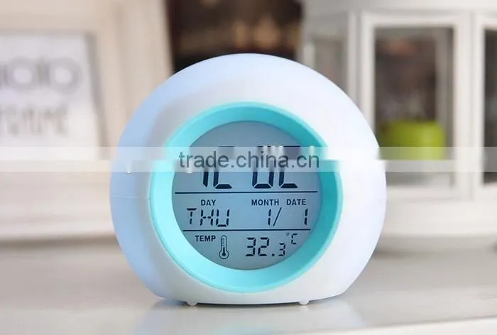 LED Luminova Circular Modern Color Changing Snooze Desktop Table Alarm Clocks Electronic Digital Clock