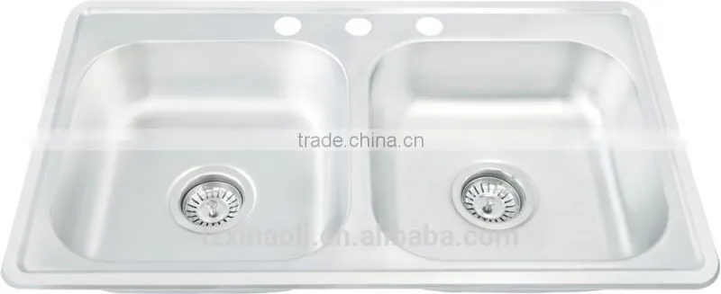 830*560mm one piece double bowl satin finish stainless steel sink hot sale for south america