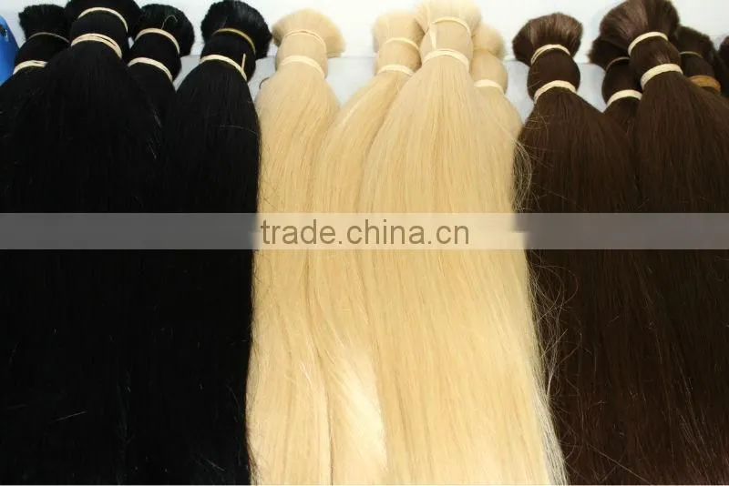 human cheap remy hair bulk,braid hair bleached and dyed into different colors