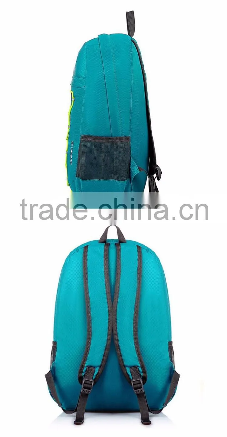 fashion waterproof nylon camping backpack can be fold shoulder bag