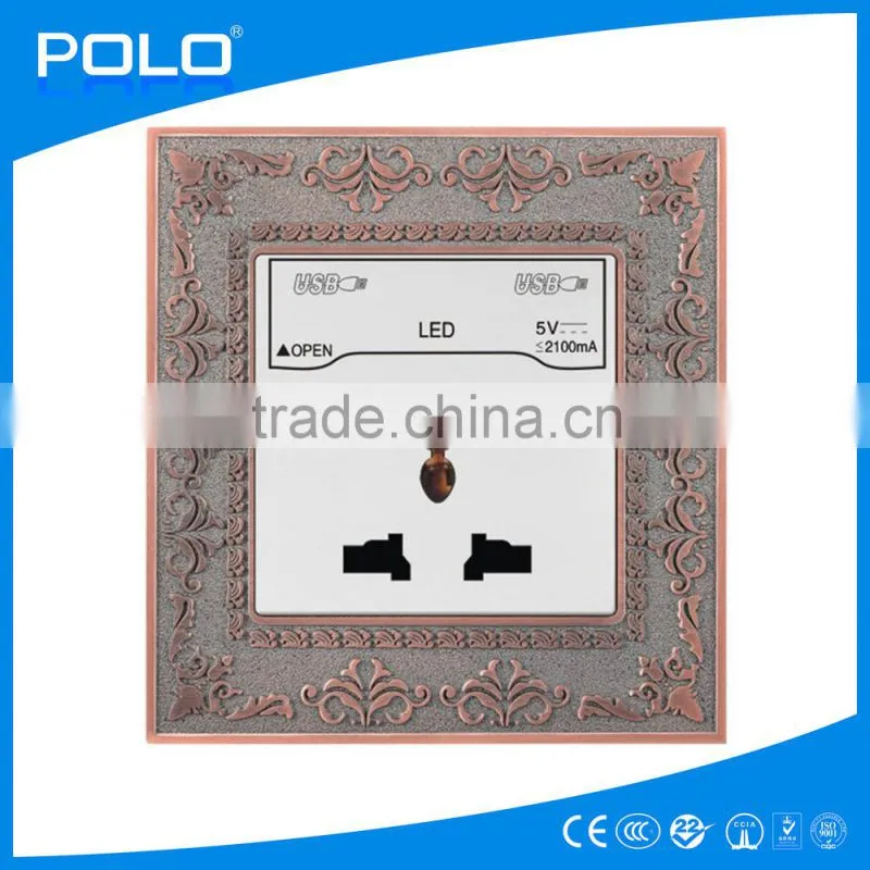 Wholesale 3 pin electric socket universal double wall usb