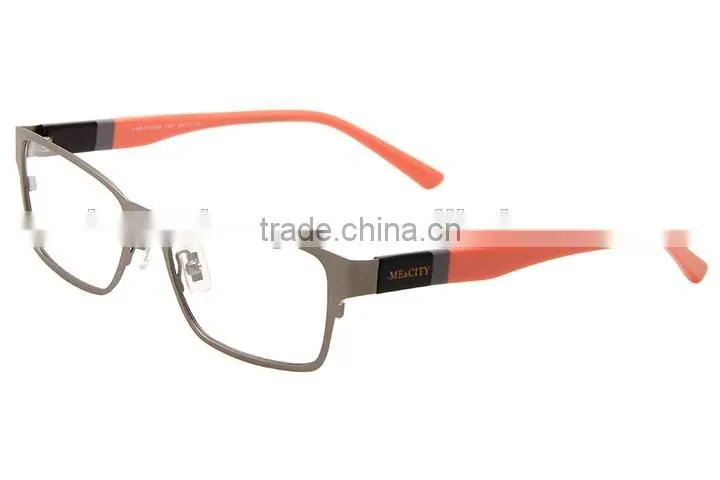 0.6MM stainless steel frame optical eyeglasses with acetate temple